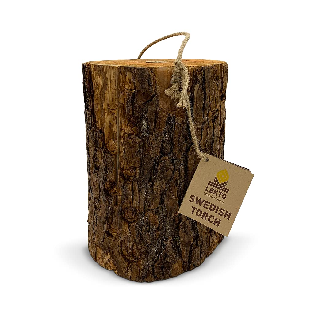Lekto Woodfuels Swedish Torch Log 3 x Torch Logs Premade Burner Inside High Heat Output