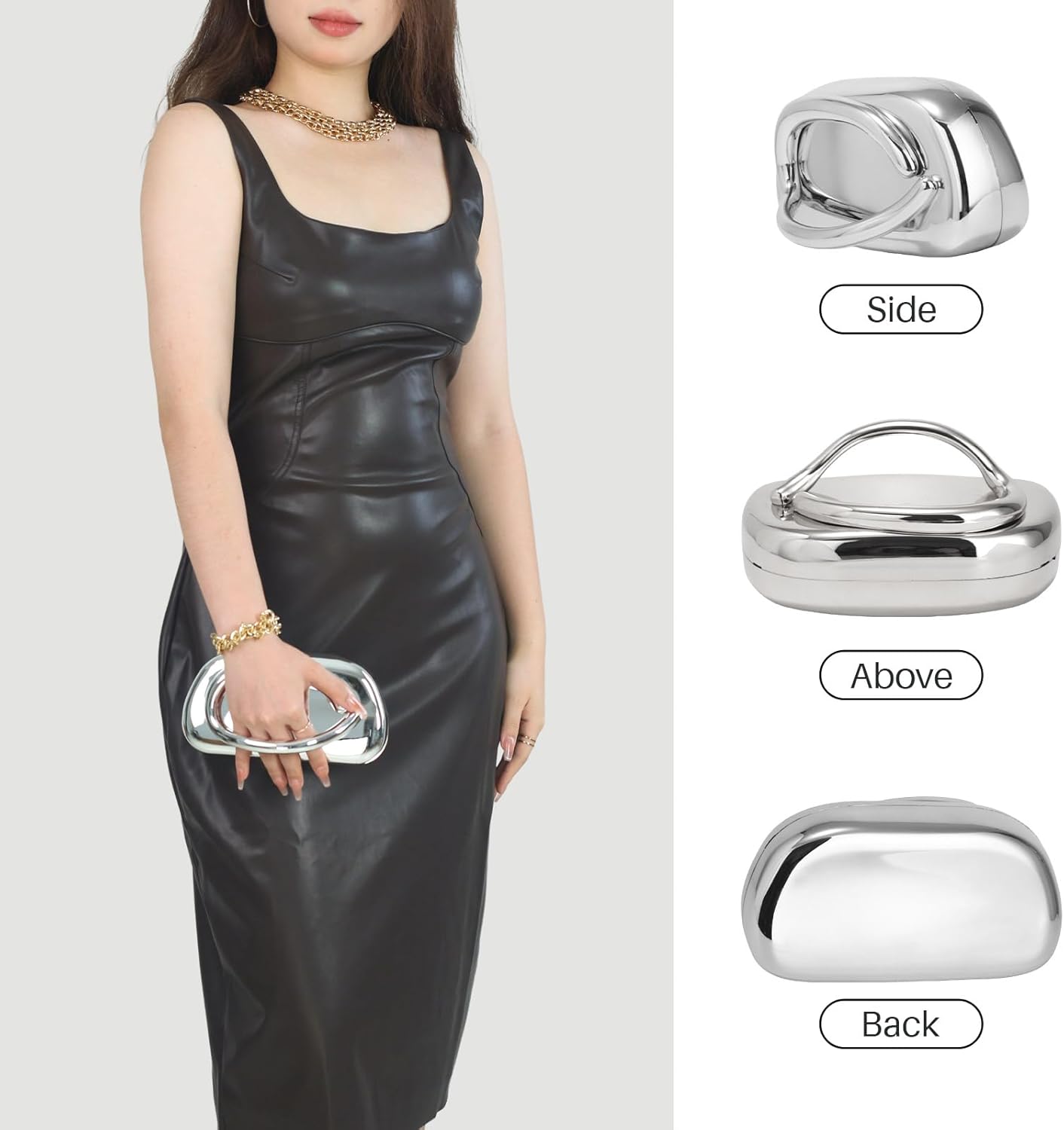 Acrylic Clutch Purse for Women,Unique Trendy Metal Handle Evening Bag for Wedding Party Formal Prom - Image 2