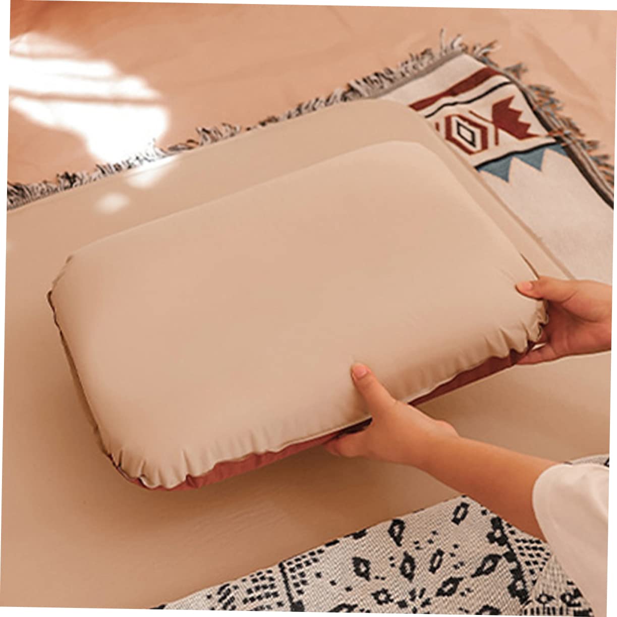 UKCOCO Cuscino Gonfiabile Ergonomico Cuscino Da Viaggio Portatile Per Campeggio in Spugna Facile Da Gonfiare