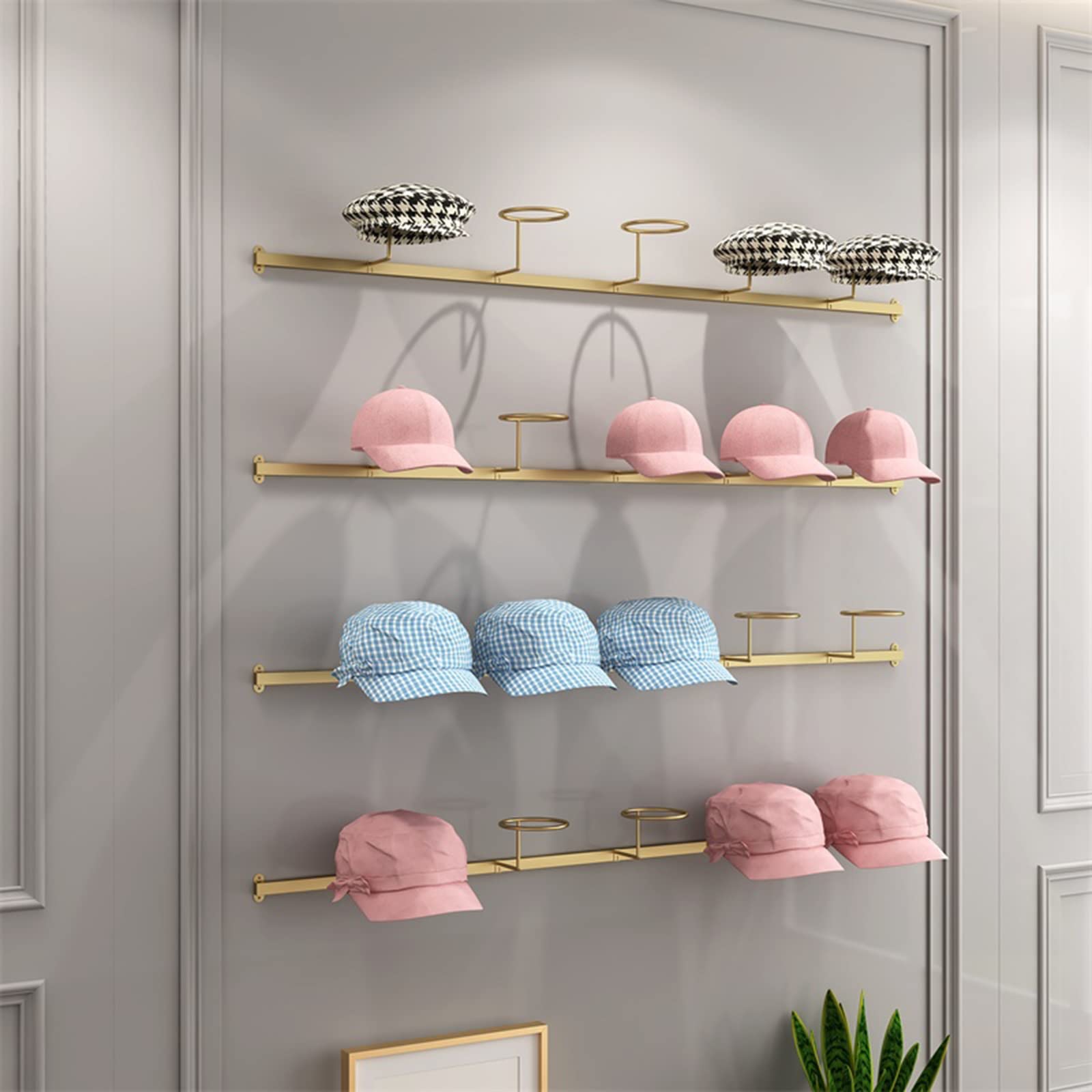 Soportes para Sombreros De Montaje En Pared para Gorras De Beisbol, Conjunto De 3 Modernos Soporte Organizador De Almacenamiento De Pelucas, para Armario/Dormitorio/Entrada