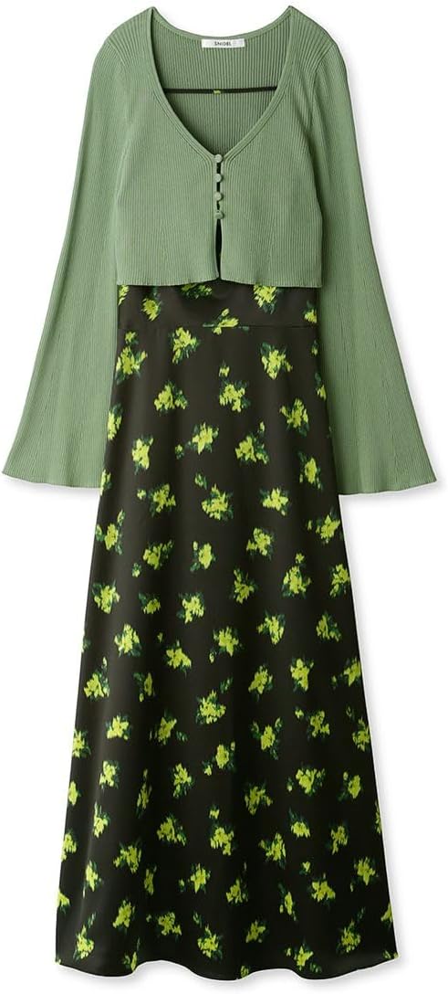 eimy istoire ニットアシンメトリーワンピース モノトーン ゴージャス