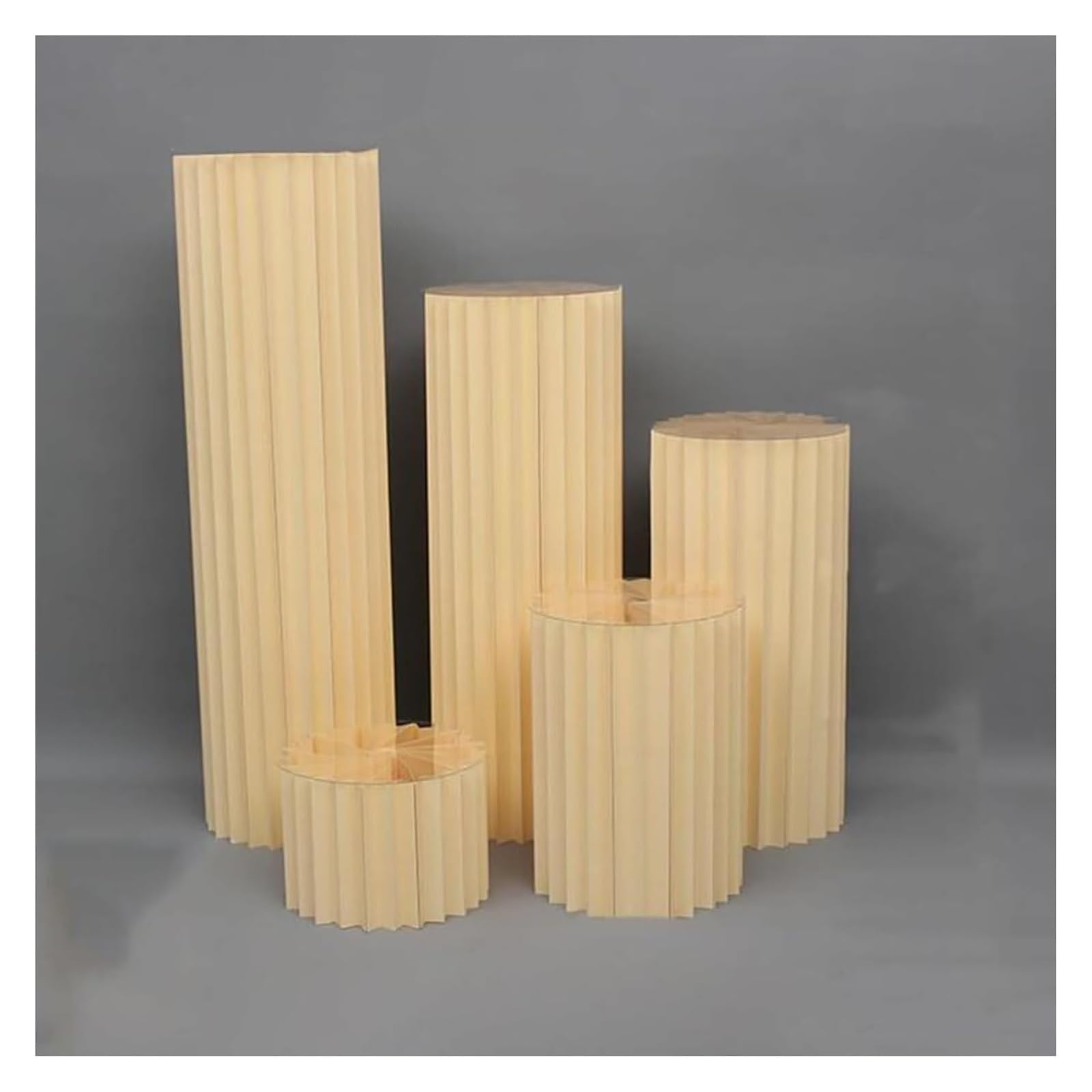 GDHKDDFL Paper advertising stands for trade shows and event Foldable Paper Columns Display Pedestals Stands, Wedding Vases Stand Centerpiece Cardboard(Champagne,Diameter 40cm)