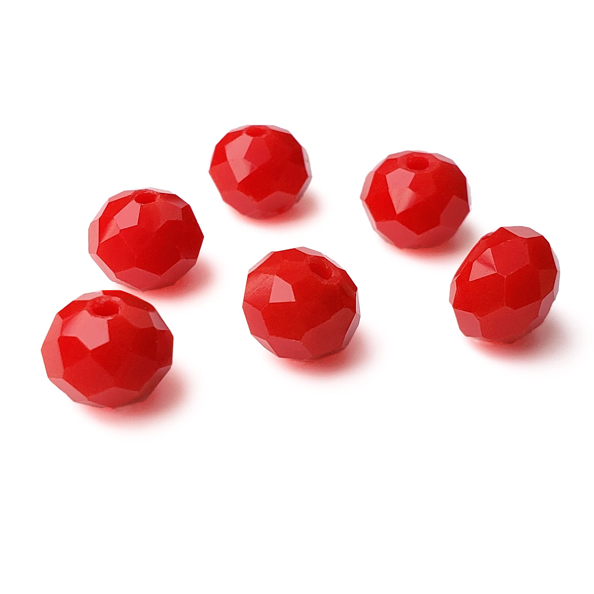 8mm Rondelle Ceramic Red Glass Beads for Jewelry Making, 300pcs Faceted Briolette Crytal Spacer Beads for Bracelet Necklace Earring
