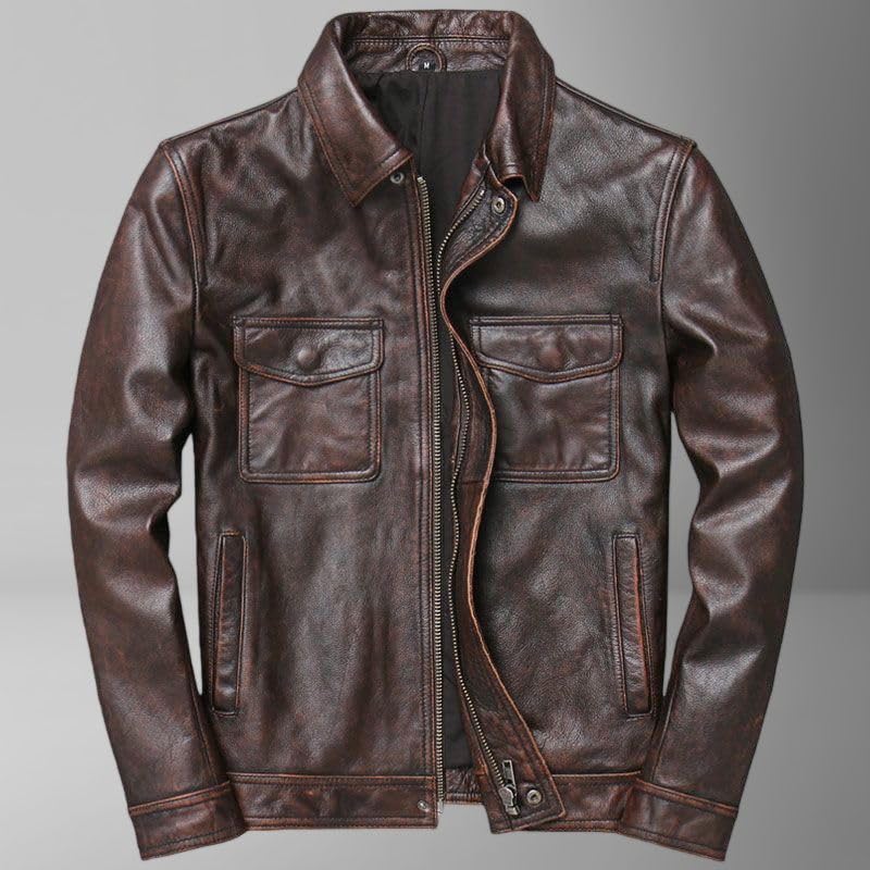 Chaqueta para hombre estilo biker de cuero sintético PU miniatura 2