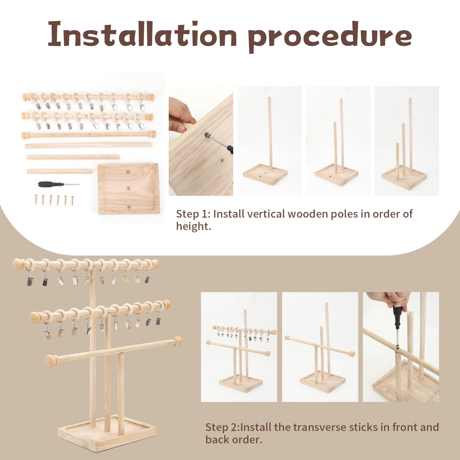 Bemodst Support De Bandeau En Bois Massif Pour Fille, Organiseur