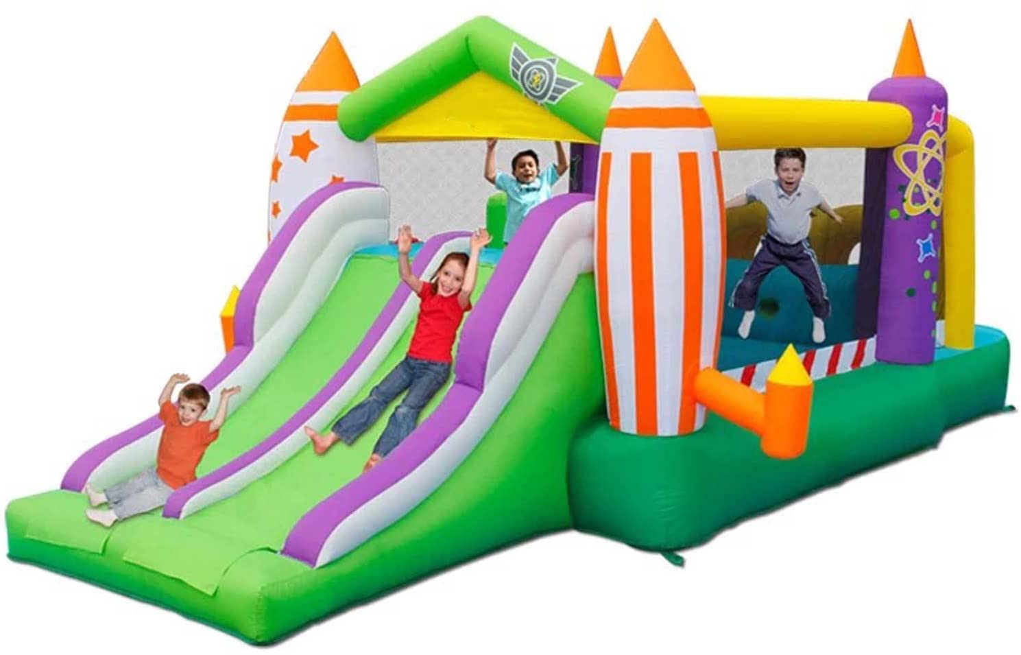 Bouncy Castle, Decorsure Inflatable Trampoline Bounce House Dual Slide Bounce Castle Inflated Bouncing Castle Jumper Multifunction Playgound