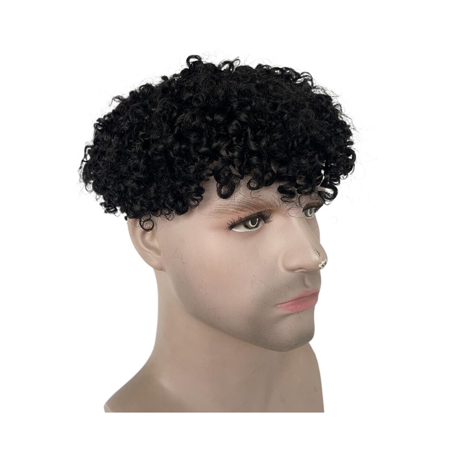 Tupé de pelo para hombres Reemplazo real del cabello humano tupé de los hombres cordón completo for postizo rizado Sistema de cabello para hombres(Natural Color)