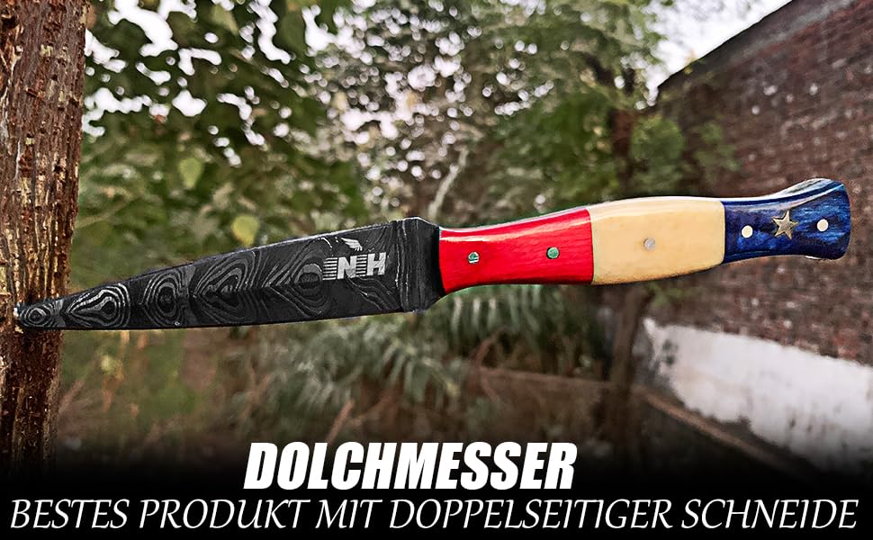 Novahaven Vielseitiges 23 cm Küchen- und Outdoormesser – Damaststahlklinge, Perfekt für Fischreinigung, Fleisch- und Gemüseschneiden sowie Outdoor-Aktivitäten by (Multi colour)