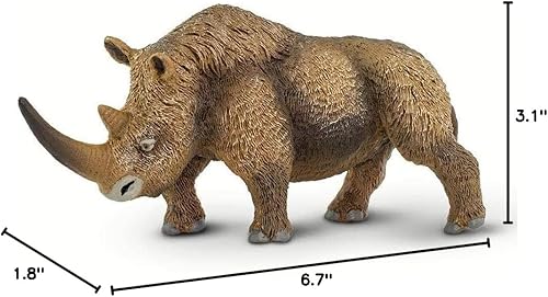 Miniatura 7 de Safari Ltd. Figura de rinoceronte lanudo – Figura detallada de plástico de 6.75 pulgadas – Divertido juguete educativo prehistórico para niños,