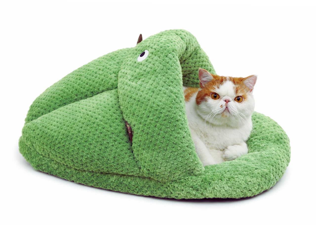 Premium Woolen Soft Cozy Covered Pet Bed for Cats and Small Dogs, Washable, Cave-Style Sleeping Bed with Anti-Slip Bottom (Green, S)-image-2