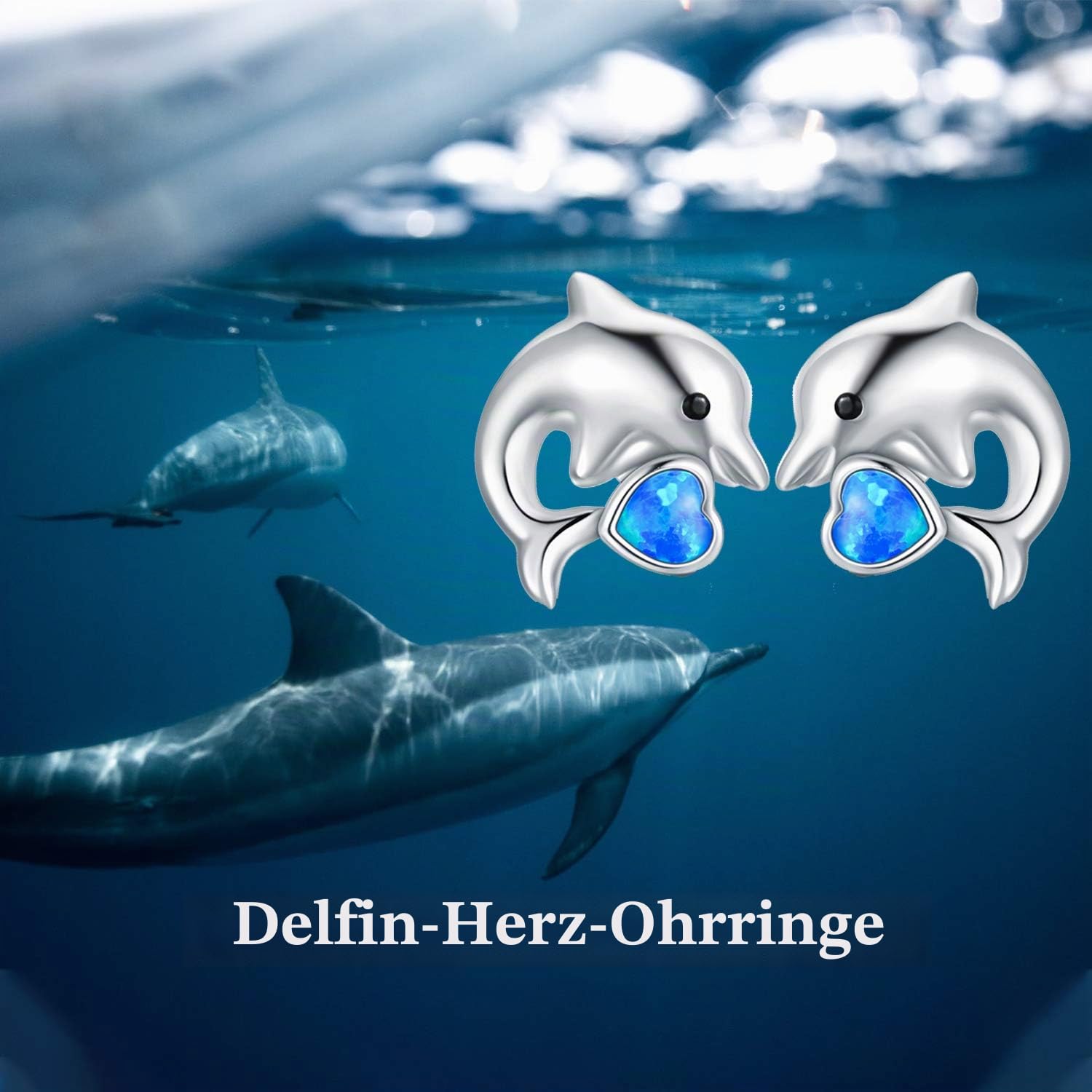 TOUPOP S925 Sterling Silber DelphineDinosaurierKaninchenDrache Ohrstecker für Damen Erstellt Opal Schmuck Nette Ohrringe für Mädchen Geburtstagsgeschenke