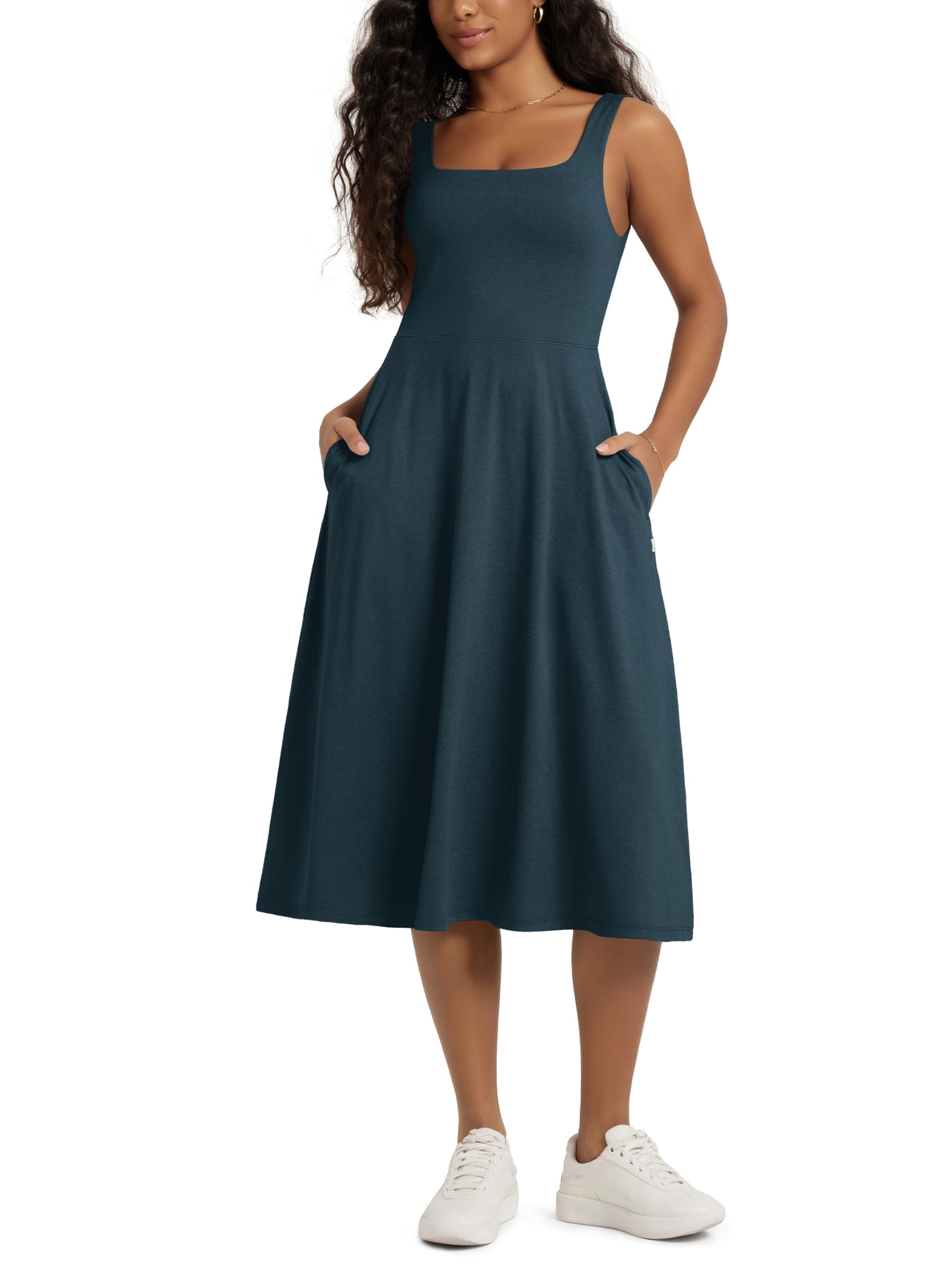 ODODOS Square Neck Midi Dress