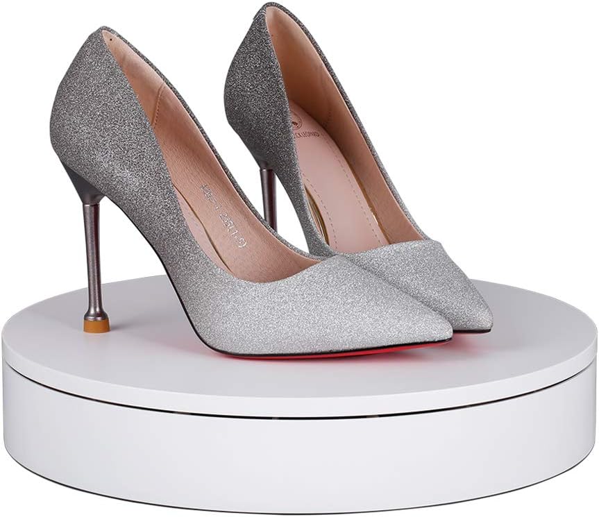 Buy 1 get 1 ComXim 110V Electric Rotating Turntable,12.59in(32cm) Diameter,Rotating by Random Direction, Applied to Product Photography, Still Life Photography, Product Display,Cake Display (White)