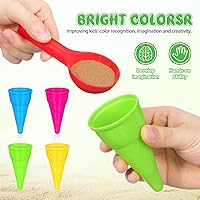 Vista 4 de Kisangel Juego de 10 piezas de cono de helado de plástico para niños, juego de cucharadas de helado al aire libre, juguetes de arena