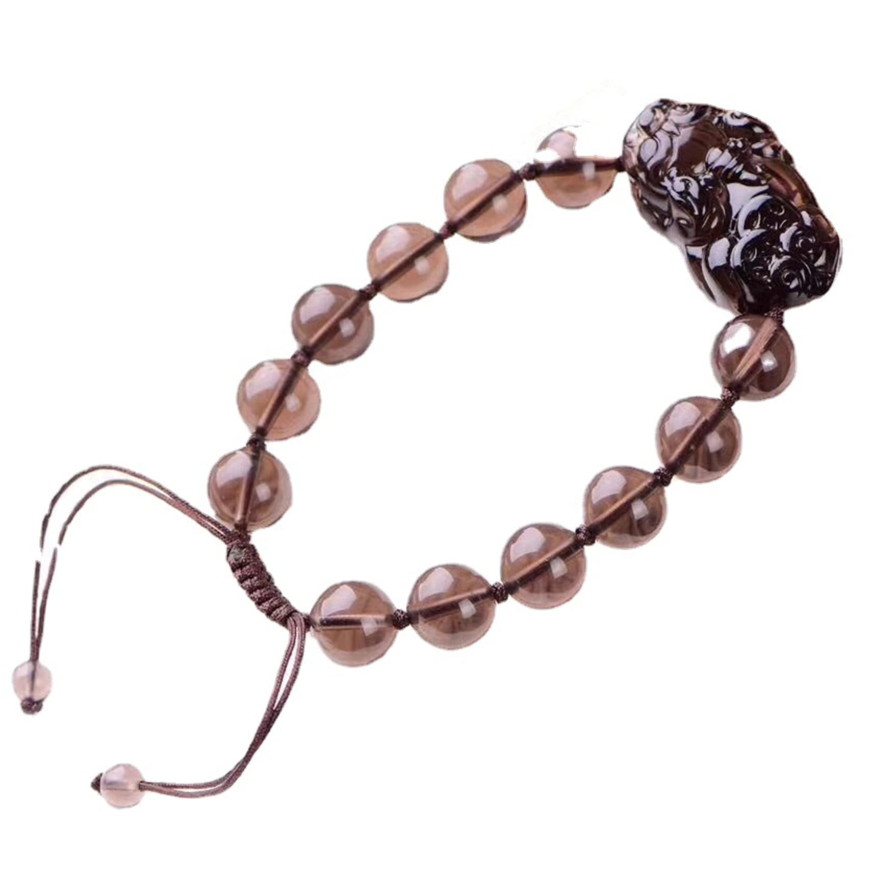 OIFAODAO Rosary bracelet, Natural Black Obsidian Gemstone Energy Bracelet Piyao Ward(Black-10mm)