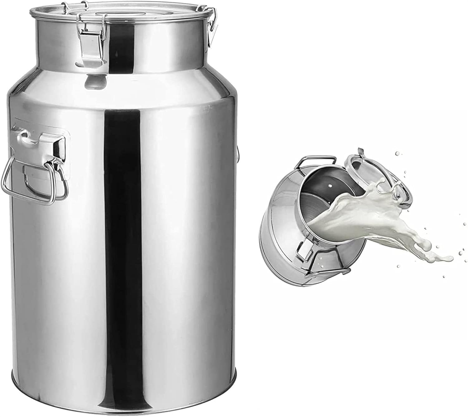 Stainless Steel Farm Milk Can with Sealed Lid 5L-58L Milk Pail Wine Pail/Airtight Storage Canister Milk Transport Can (28L)