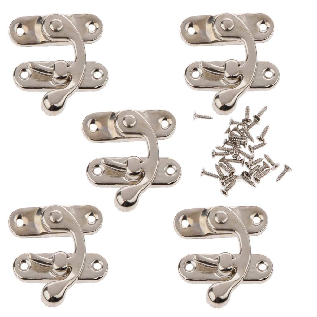 BE-TOOL Cabinet Latches, 15pcs Jewelry Box Hasp Catch, Antique Wood Box Or Gift Boxes Hasp Catch Decor with Screws（Sliver-29 * 33mm）