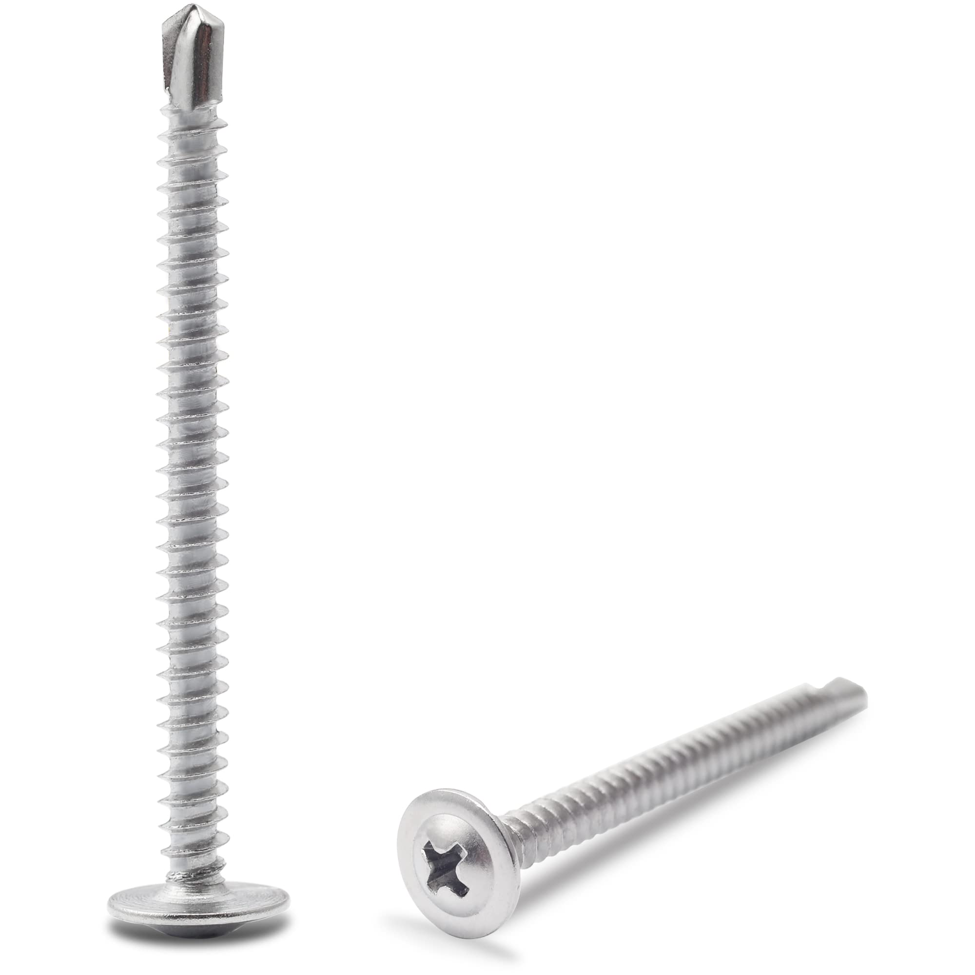 JEGONFRI (90pcs) #8 x 2 410 Stainless Steel Self Tapping Screws for Metal Plastic & Wood, Phillips Drive Modified Truss Head, High Strength Sheet