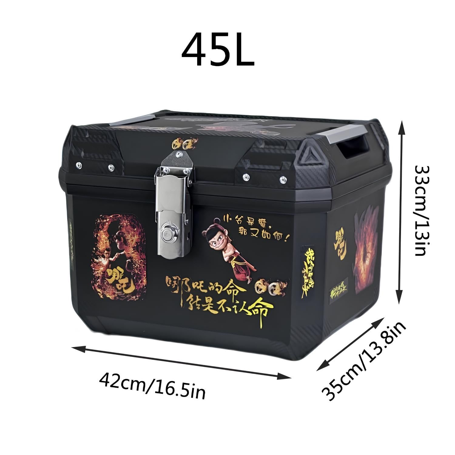 Baúl Superior Grande para Motocicleta con Cerradura Top Case Caja De Cola De Motocicleta, Plástico PP, Impermeable, Universal, con Cerradura De Seguridad para Guardar Cascos(45L B4)