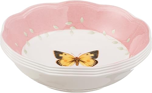Lenox - Platos para postre de mariposa de pradera, Platos de fruta, Set de 4, Azul