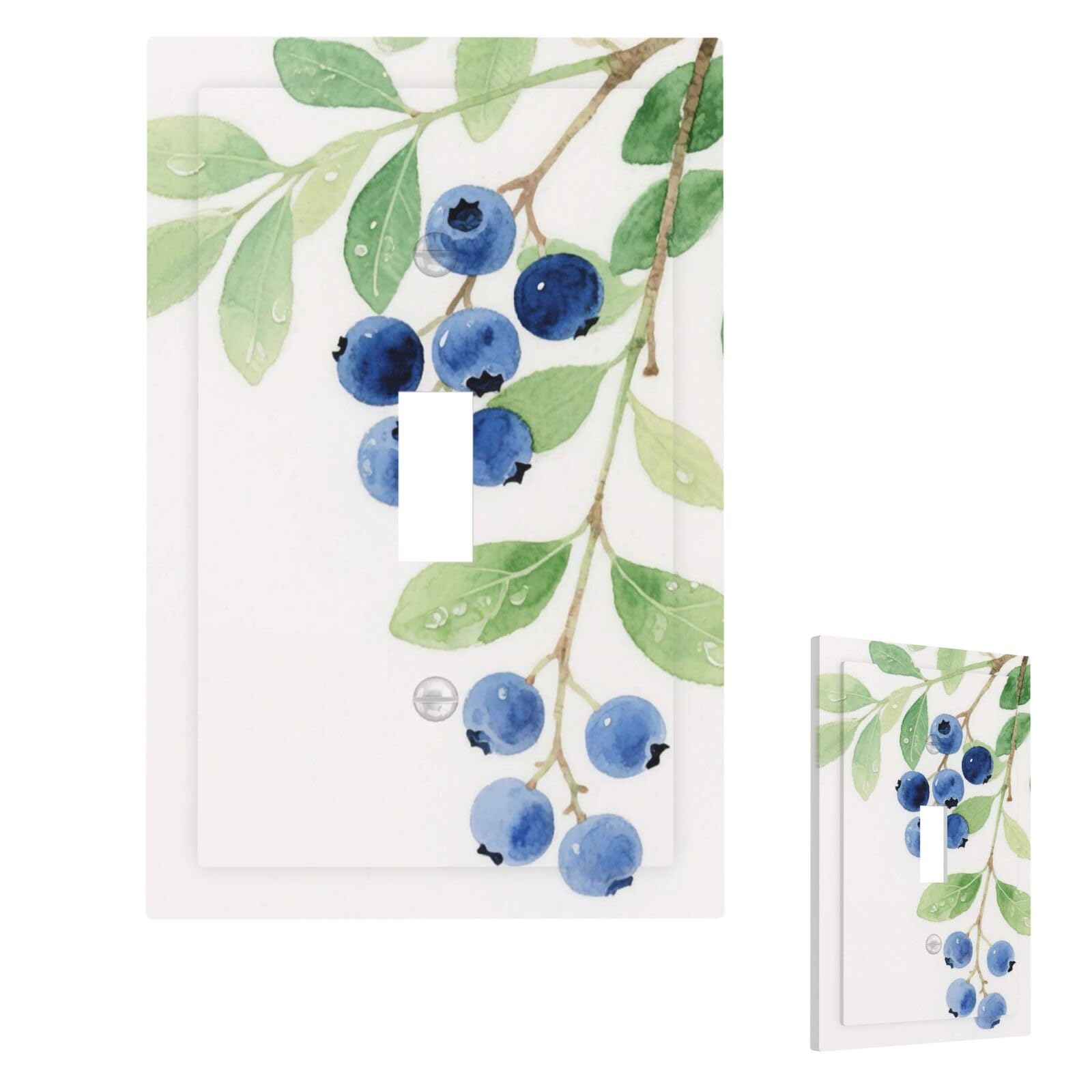 Fruits Blueberry Wall Plate Cover Modern Decorative 1 Gang Light Switch Cover Unbreakable Receptacle Outlet Covers For Living Room Bedroom Home Decor Single Toggle