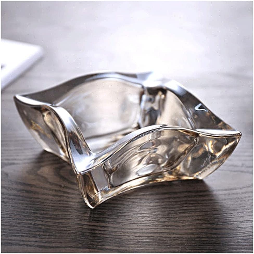 屋外灰皿 オフィス リビングルーム ホテル、灰皿 シガレット クリスタル 透明 ファッション ガラス 灰皿 タバコ容器 (A)