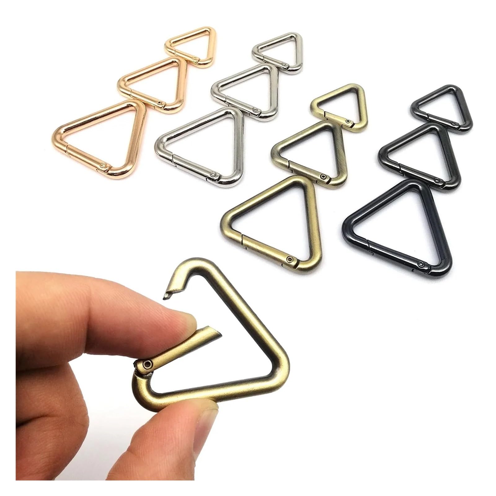 3pcs Triangle Spring Gate O Ring Openable Leather Bag Handbag Belt Strap Buckle Connect Keyring Pendant Key Chain Snap Clasp Clip DIY (Color : Silver, Size : Inner wide 20mm)