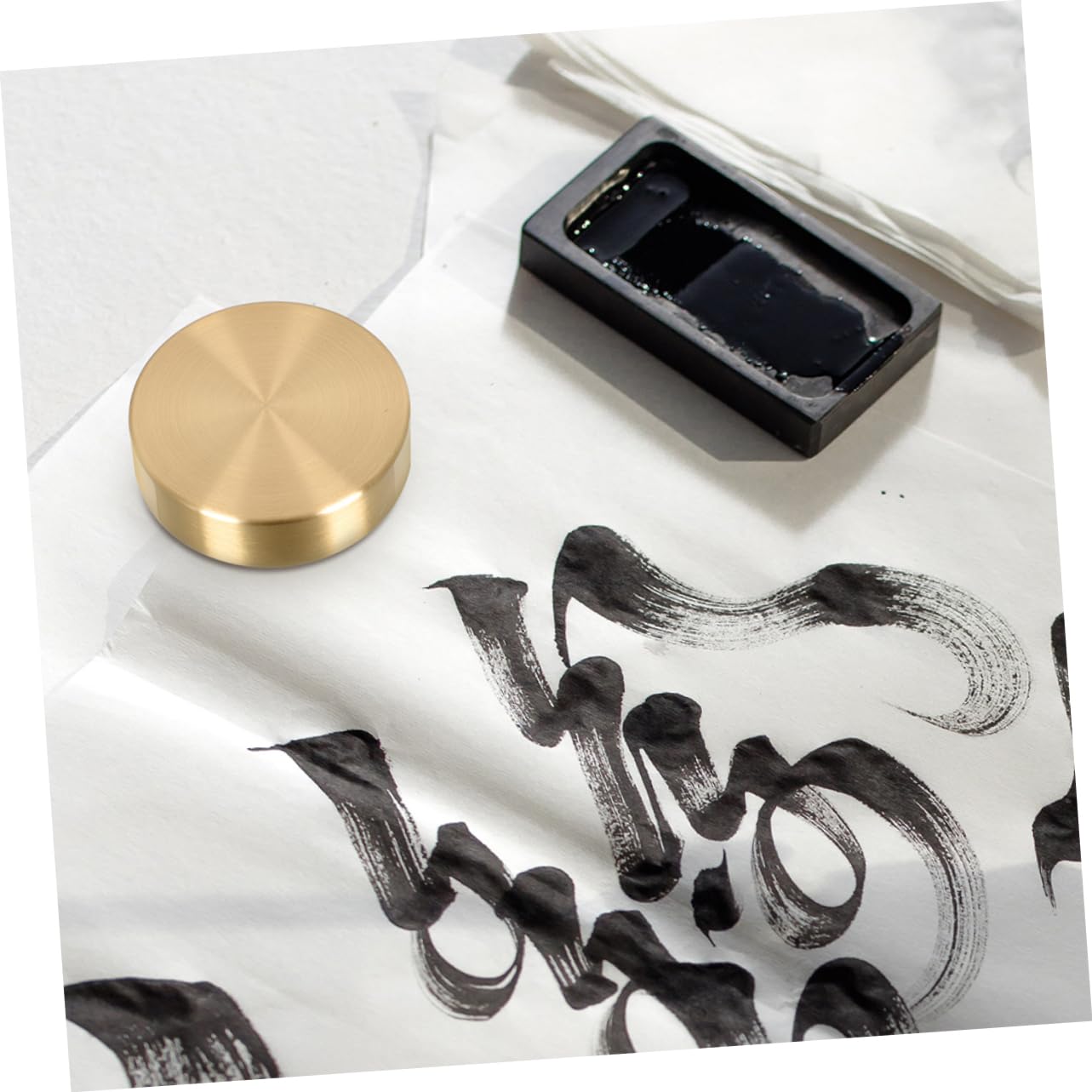 Messing Briefbeschwerer 2 Stück, Goldfarbene Papiergewichte für Kalligrafie