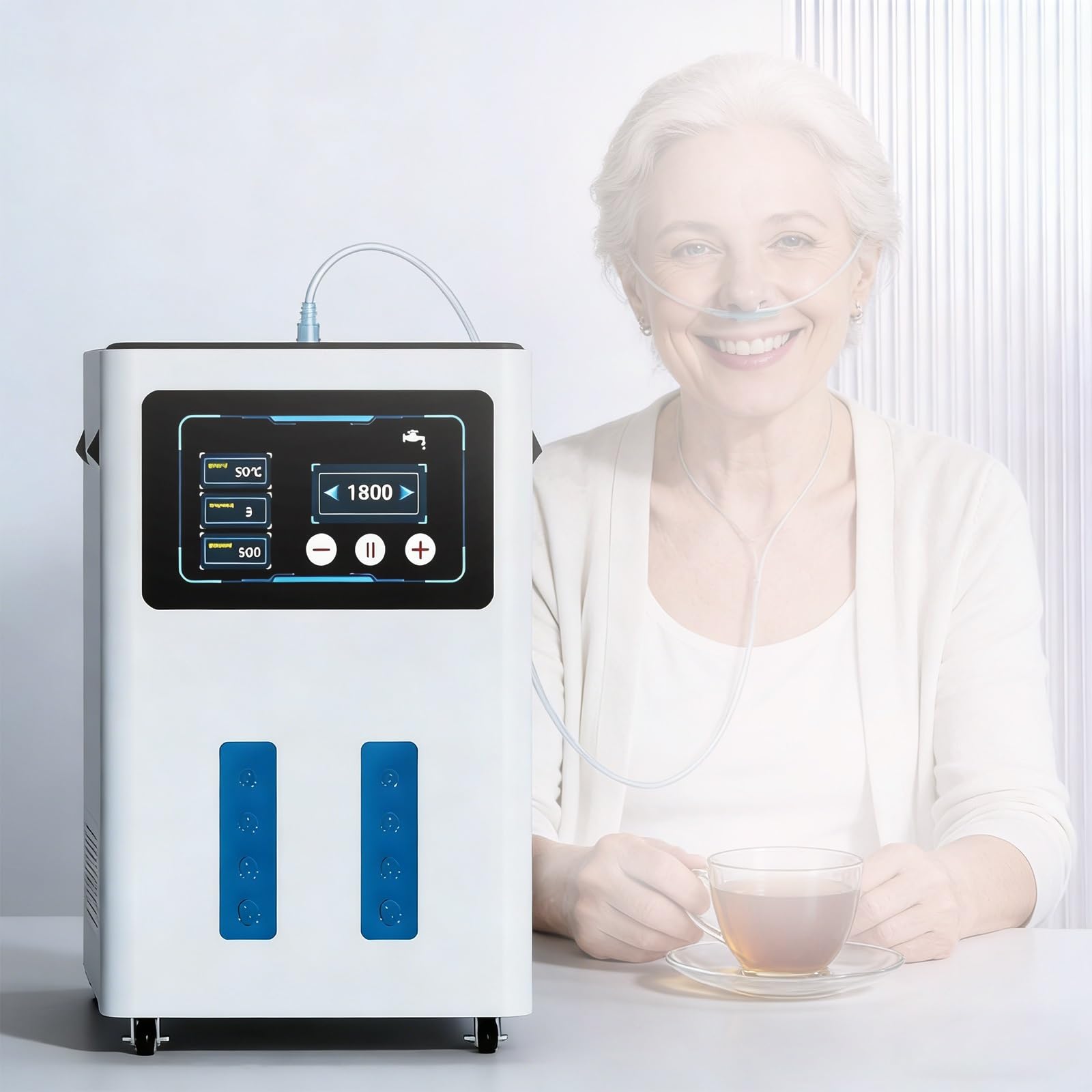 Inhalator Wodorowy, Generator 900-1800 Ml/Min, 7-Stopniowa Separacja Wody I Gazu. Elektroliza SPE/PEM O Wysokiej Czystości 99,99% Do Domowej Opieki Zdrowotnej(900ML)