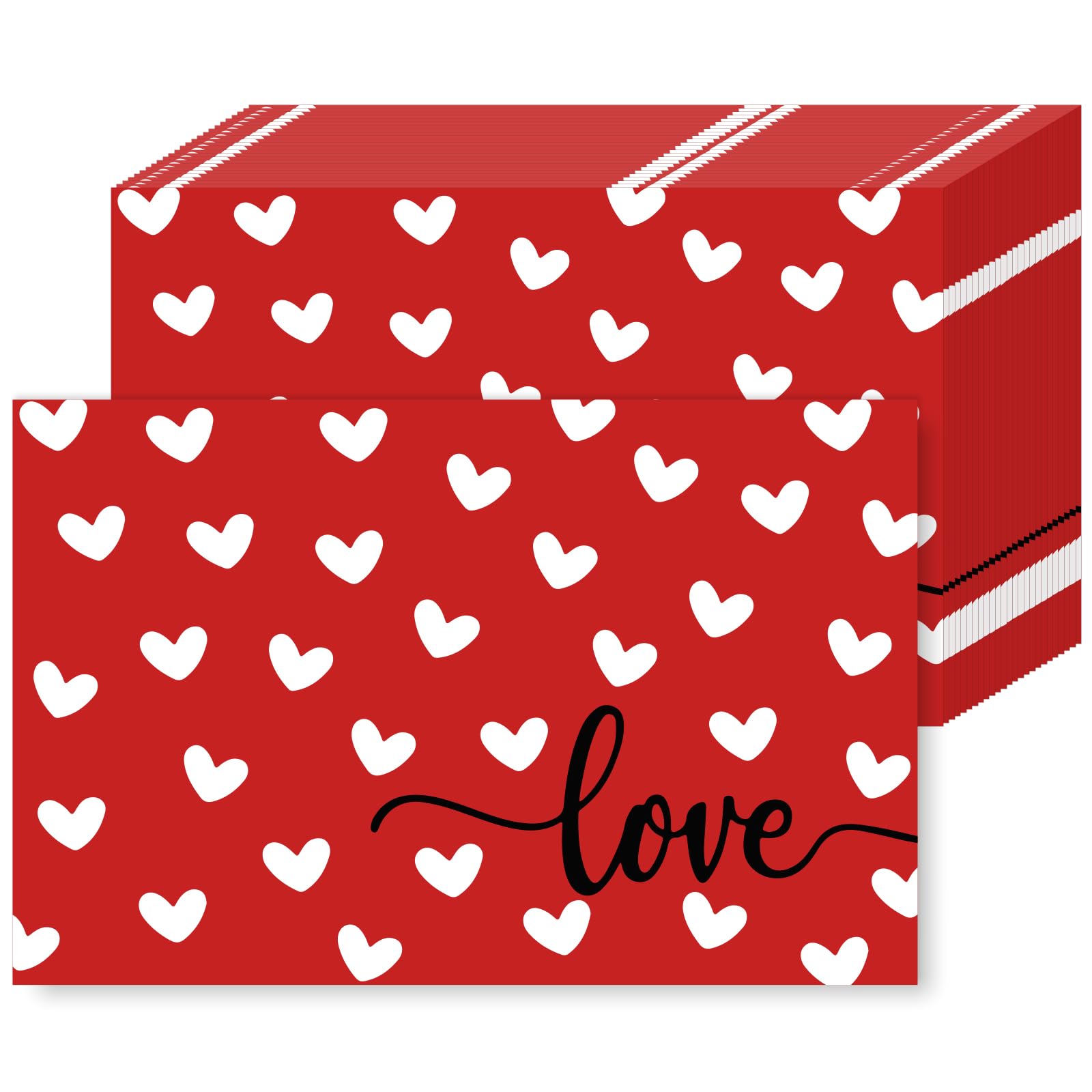 JarThenaAMCS 50 hojas de manteles individuales de papel para el día de San Valentín, diseño de corazón, color rojo y blanco, desechables, para mesa de fiesta, cena, 11 x 17 pulgadas