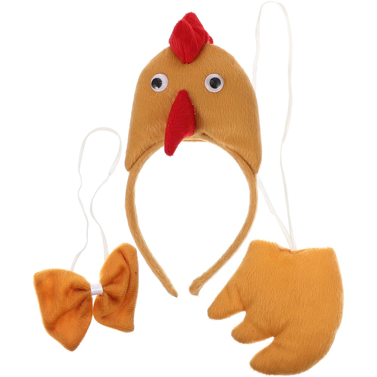 Namvo 3-Piece Three-Dimensional Chicken Costume Set Plush Rooster Headband With Butterfly Tail Animal Masquerade Costume Chicken Dress-Up Role-Playing Accessories