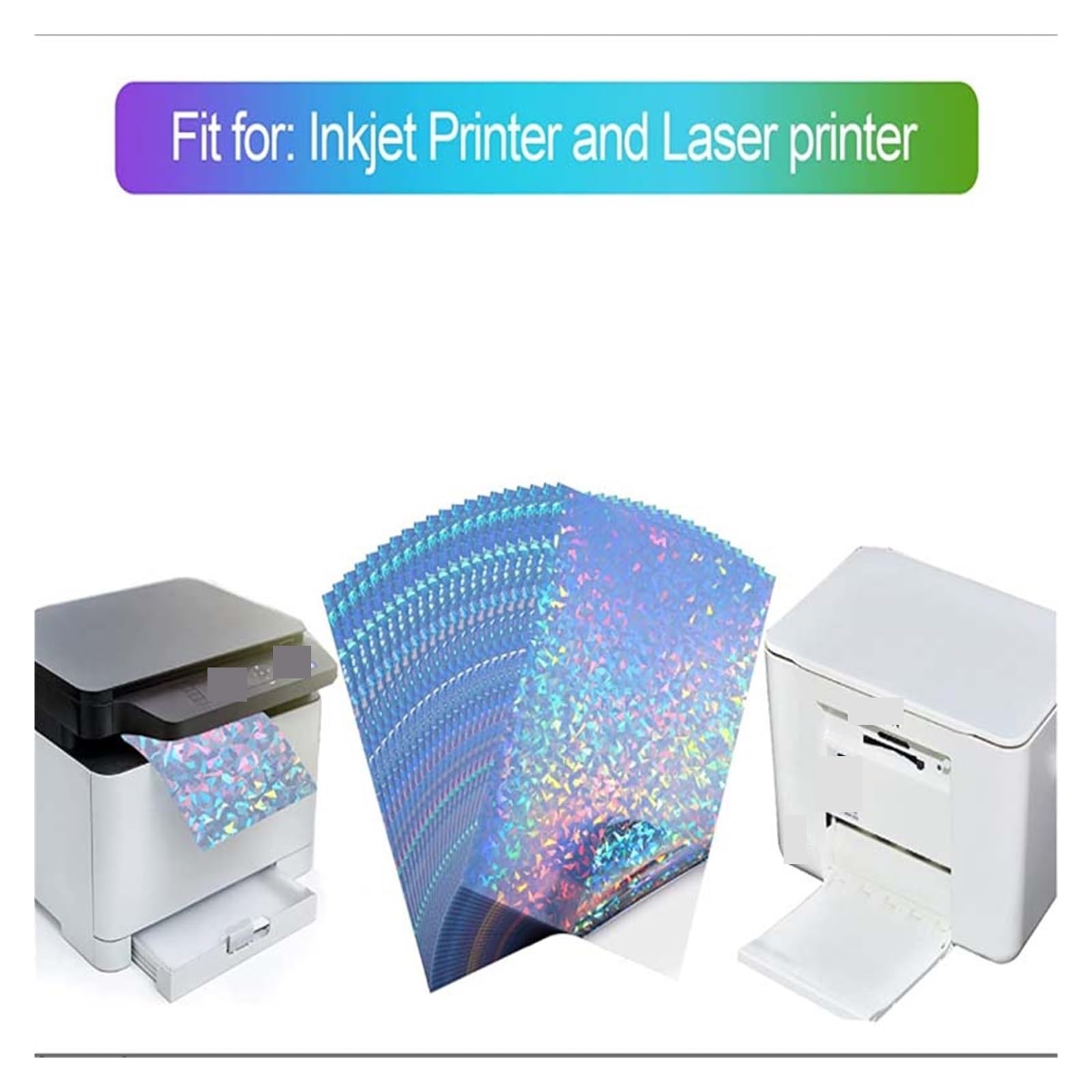 20 arkuszy holograficzny papier winylowy do druku A4 rozmiar tęczowy papier do druku do drukarek atramentowych i laserowych Lucky (Color : Diamond)