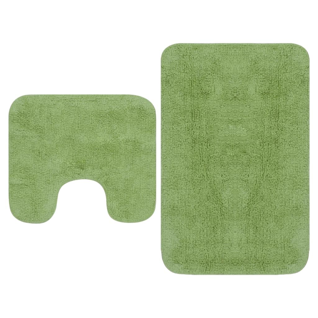 vidaXL 2‑teiliges grünes Badematte-Set: Badematte + WC-Vorleger aus 100% Baumwolle
