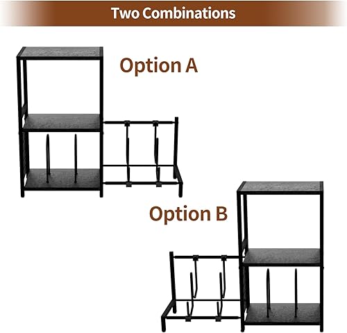 Miniatura 6 de End Table with Guitar Stand,Record Player Stand,Vinyl Records Storage,2-Tier Guitar Stand for Acoustic, Electric Guitar,Bass,Turntable Stand Side
