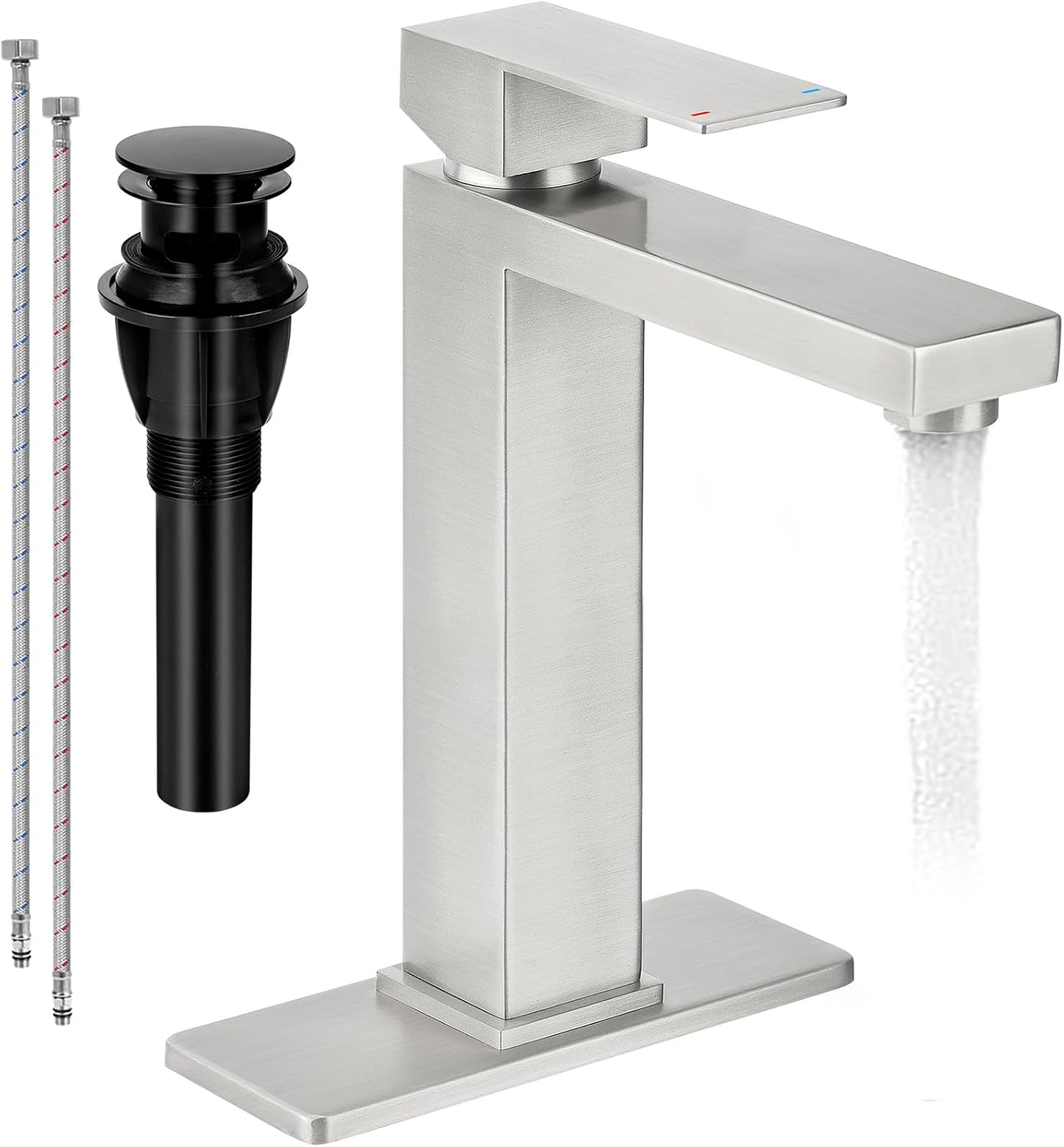 Matte Black Stainless Steel Single Handle Bathroom Faucet with Pop Up Drain