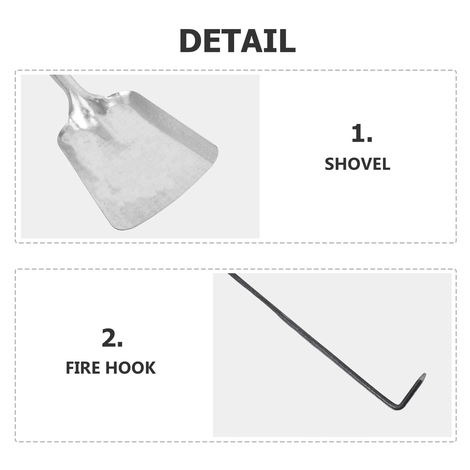 Set Attrezzi per Caminetto 4 Pezzi in Ferro Robusto con Pala Cenere e Pinze Pesanti Attizzatoio per Stufa a Legna con Impugnature Ergonomiche per Focolare Domestico e Uso