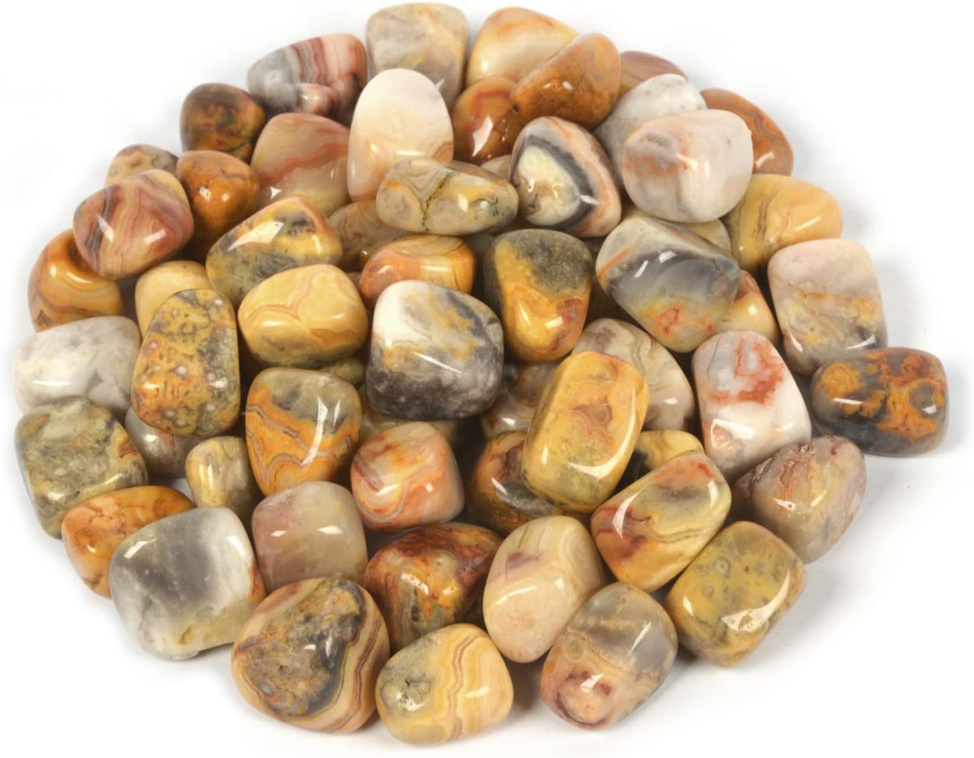 Justinstones 100 Grams Small Crazy Lace Agate Tumbled Stone Specimen Collection Pocket Worry Healing Crystal Home Decorations