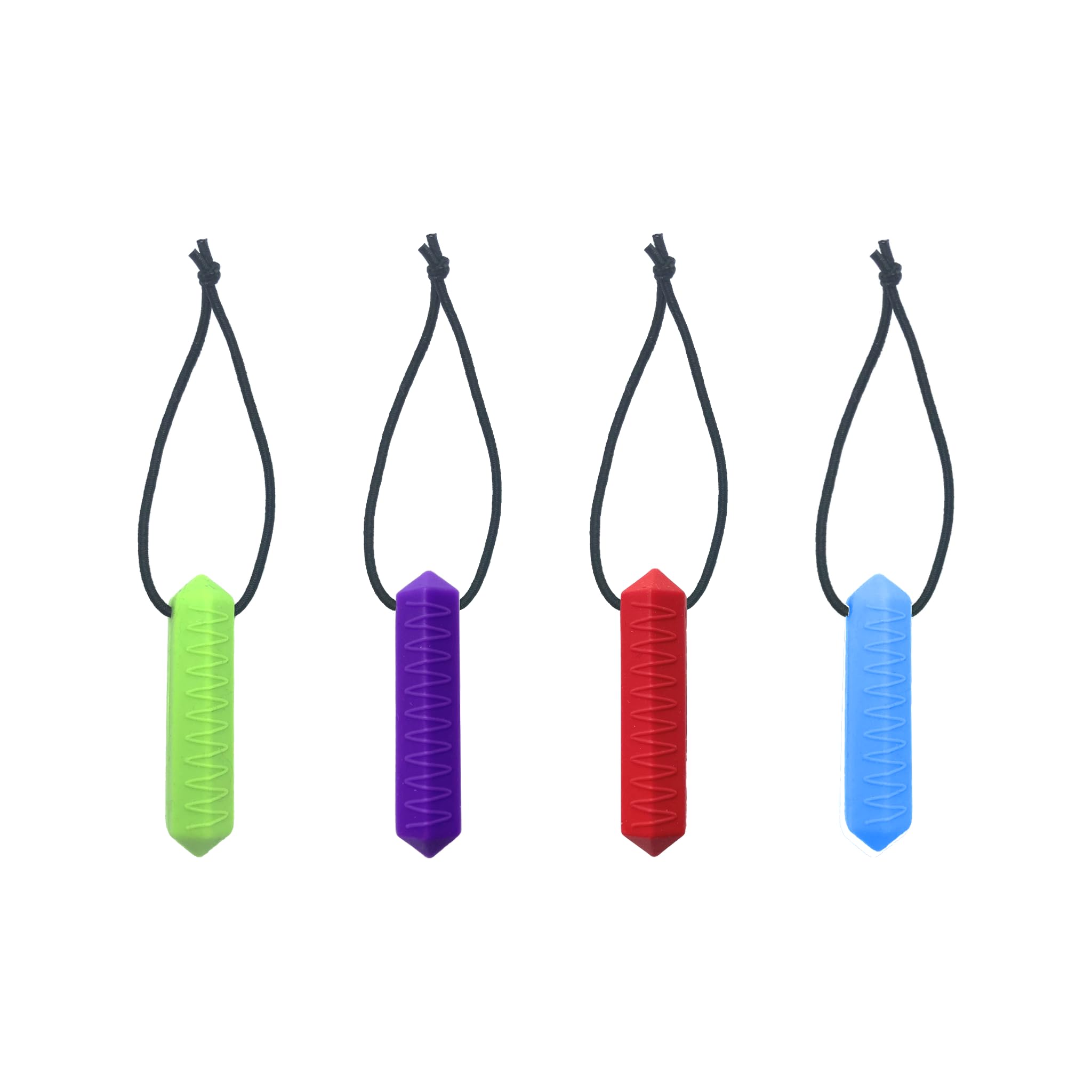 Zip Sensory Chew - Zip Chew Toggles 4 Piece Multi Pack - for Kids with Autism, Anxiety & ADHD - 100% Food Grade Silicone - Sensory Oojamabobs (Bright Mix (Green/Purple/red/Blue))