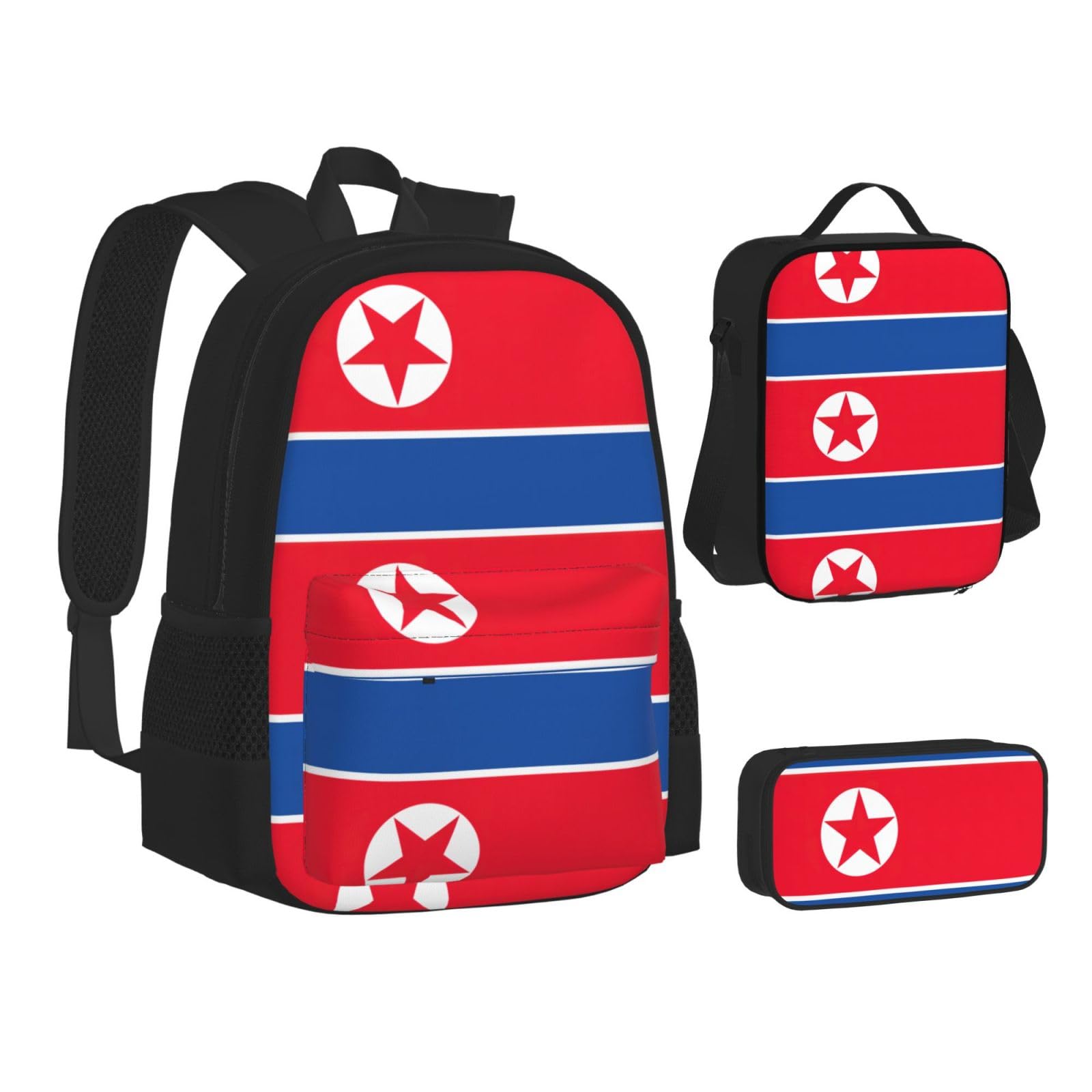 Koreańska flaga plecak dziecko chłopcy dziewczęta pudełko na lunch szkoła torba zestaw uczniów szkoły student prezent, Czarny, One Size, Bagaż