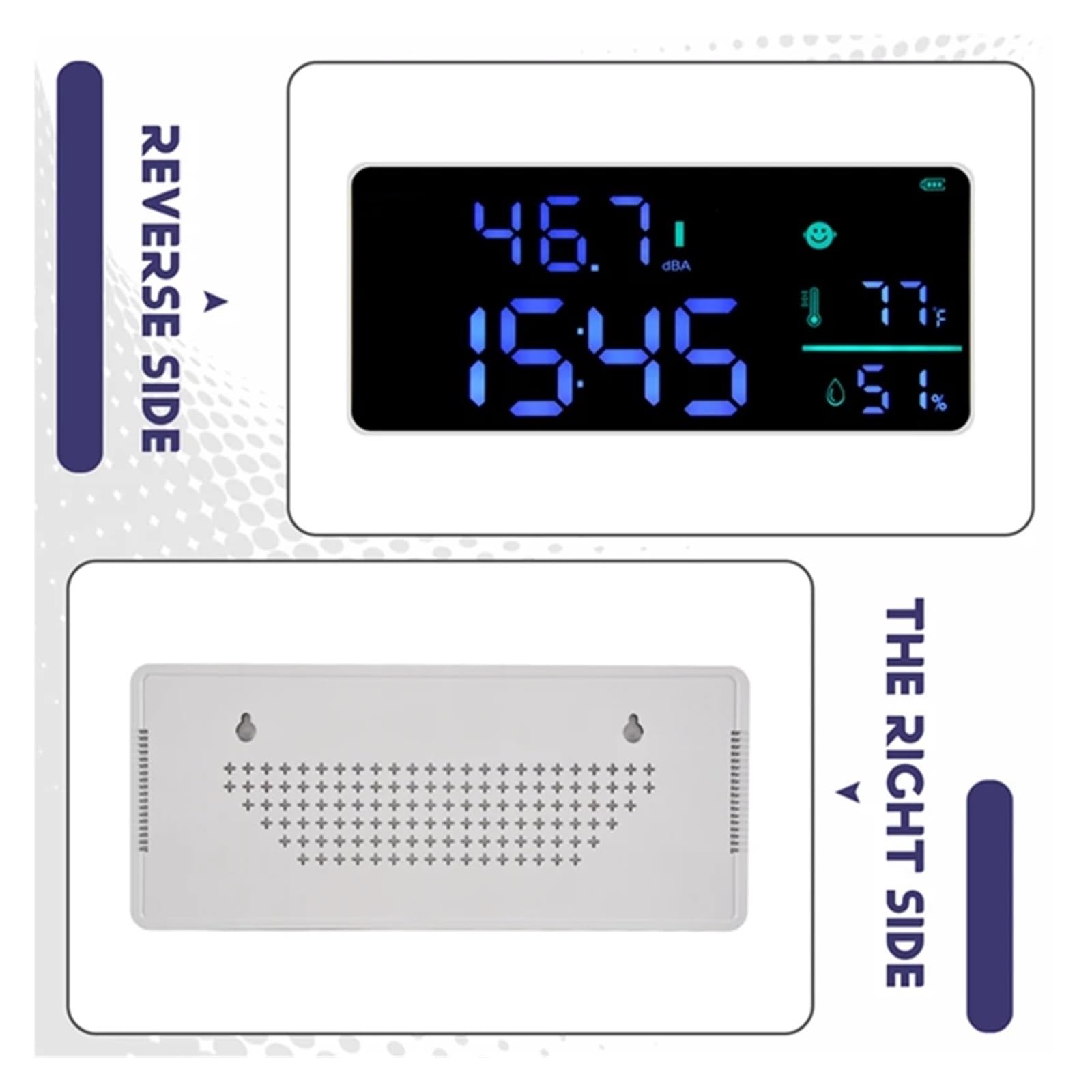 Medidor De Nivel Sonido For Colgar En La Pared, Rango 30 A 130 DB, Pantalla LED Grande 8,6 Pulgadas, Ruido, Tiempo Y Temperatura PrecisióN Extremadamente Alta