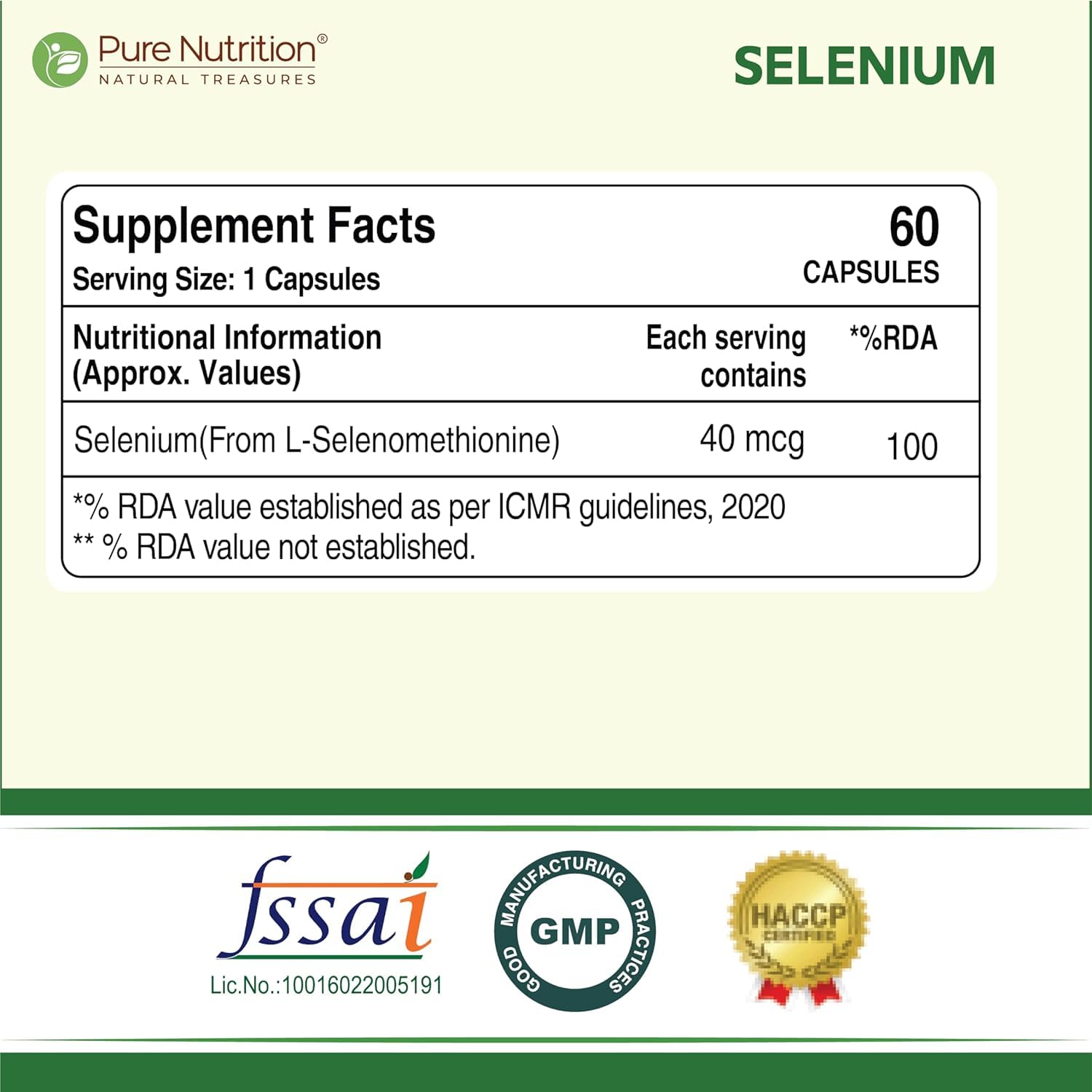 Pure Nutrition Selenium 40mcg, 60 Veg Capsules | Selenium Supplements for Immune System, Supports Healthy Blood Pressure, Thyroid Health & Improves Cholesterol Levels - Image 2 thumbnail