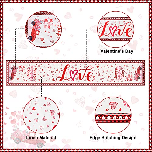 7 Pack Valentines Decoration Sets Valentines Day Table Runner and Placemats Heart Rose Truck Table Covers Love Tablecloth Setting Decor for Wedding Party Anniversary Sweetest Day Home Dinner Supplies by Tatuo - Image 3