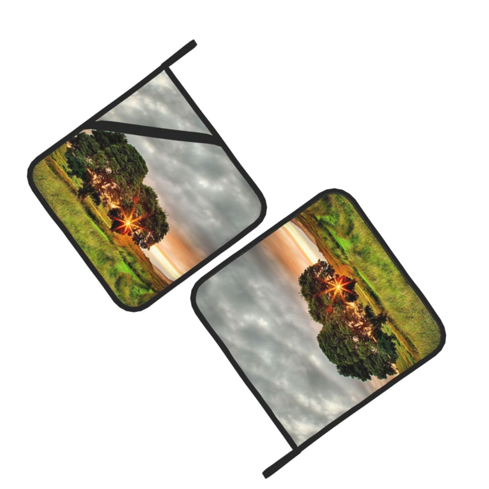 Natural Sunrise Printed Oven Pot Holders Set of 2 Pcs Heat Resistant Kitchen Microwave Potholders for Cooking Baking Grilling
