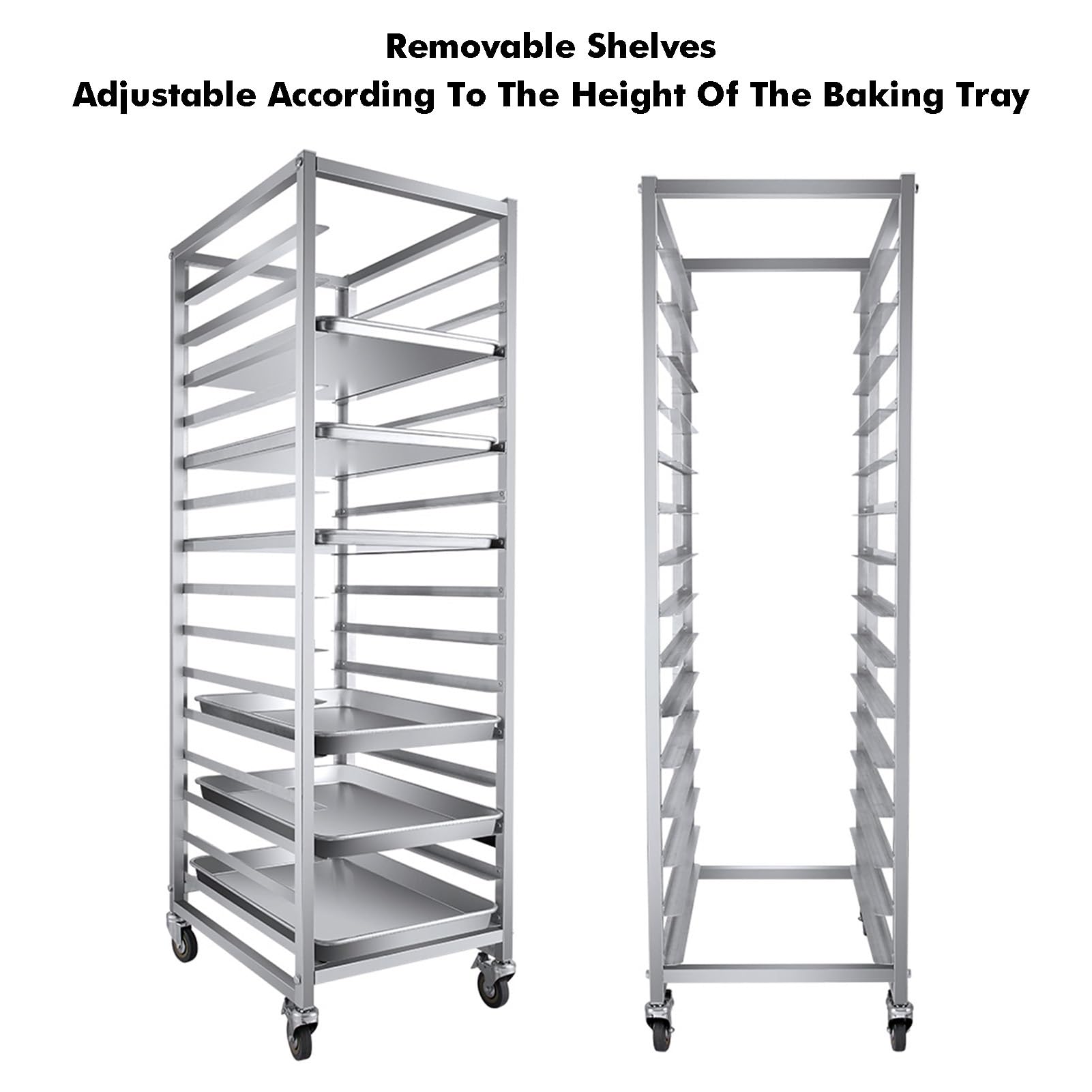 Estante para panadería, estante rodante para hornear comercial y casero, estante de acero inoxidable resistente, equipo de panadería portátil y duradero