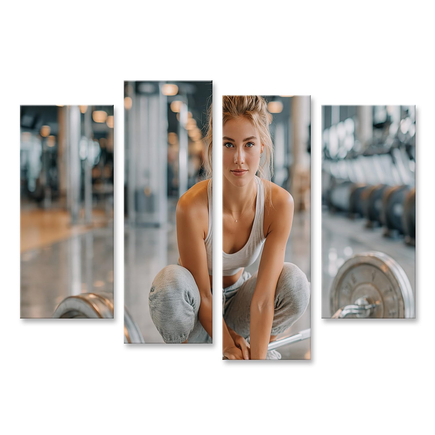 islandburner Quadro su tela potente estetica fitness da parete per la palestra – Motivazione per gli appassionati di sport – 4 pezzi