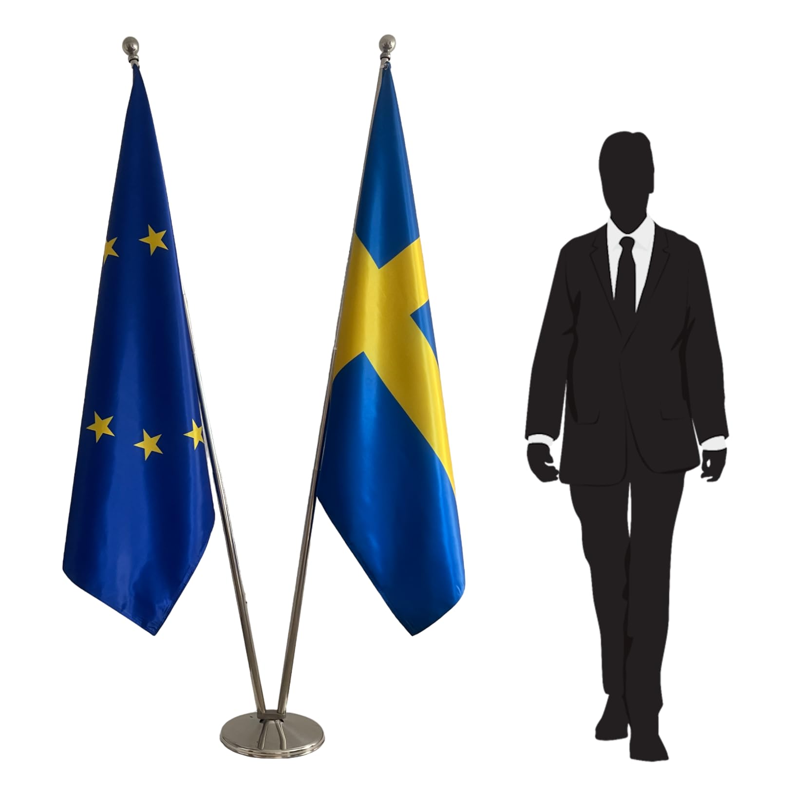 Flagge Europa und Schweden Flaggen mit Stangen und Fußfahnen Bürofahnen Code CN3-EUE-SE