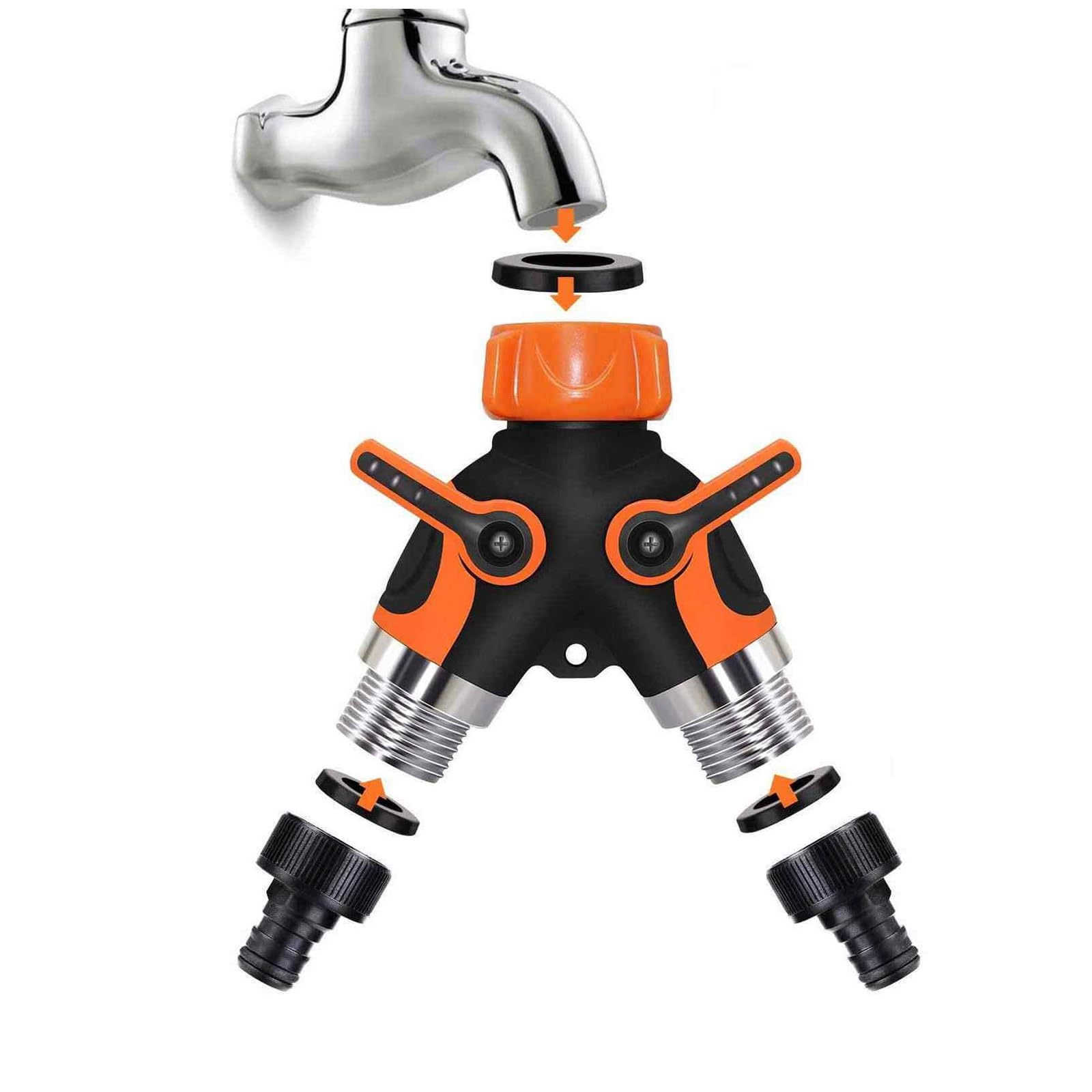 Btgpmwld One Color Hose Splitter 2 Way, Brass 2-Way Garden Hose Splitter With Shut-Off Valves