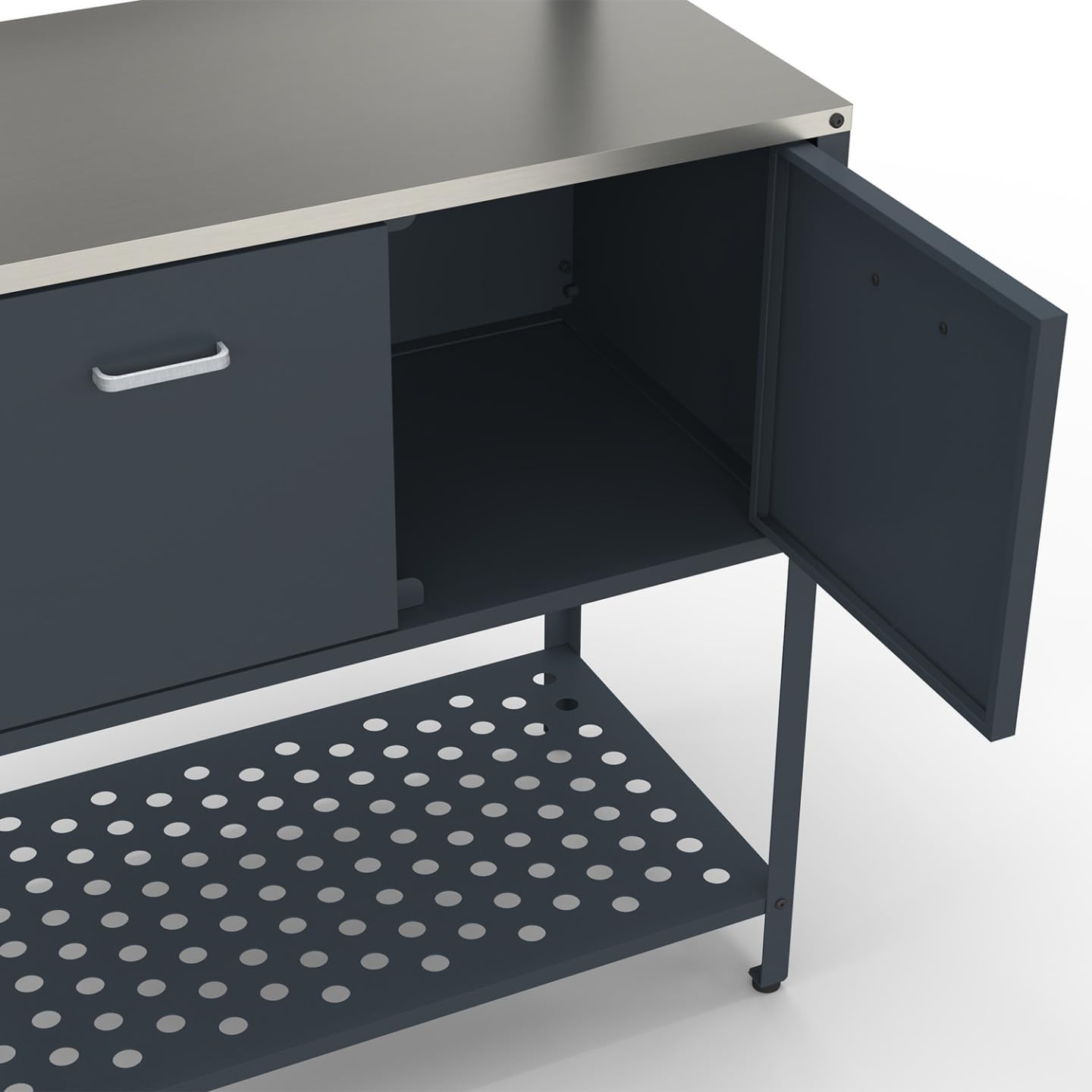 Meuble de Cuisine extérieure Pareo 2 Portes 2 étagères Acier Gris Anthracite
