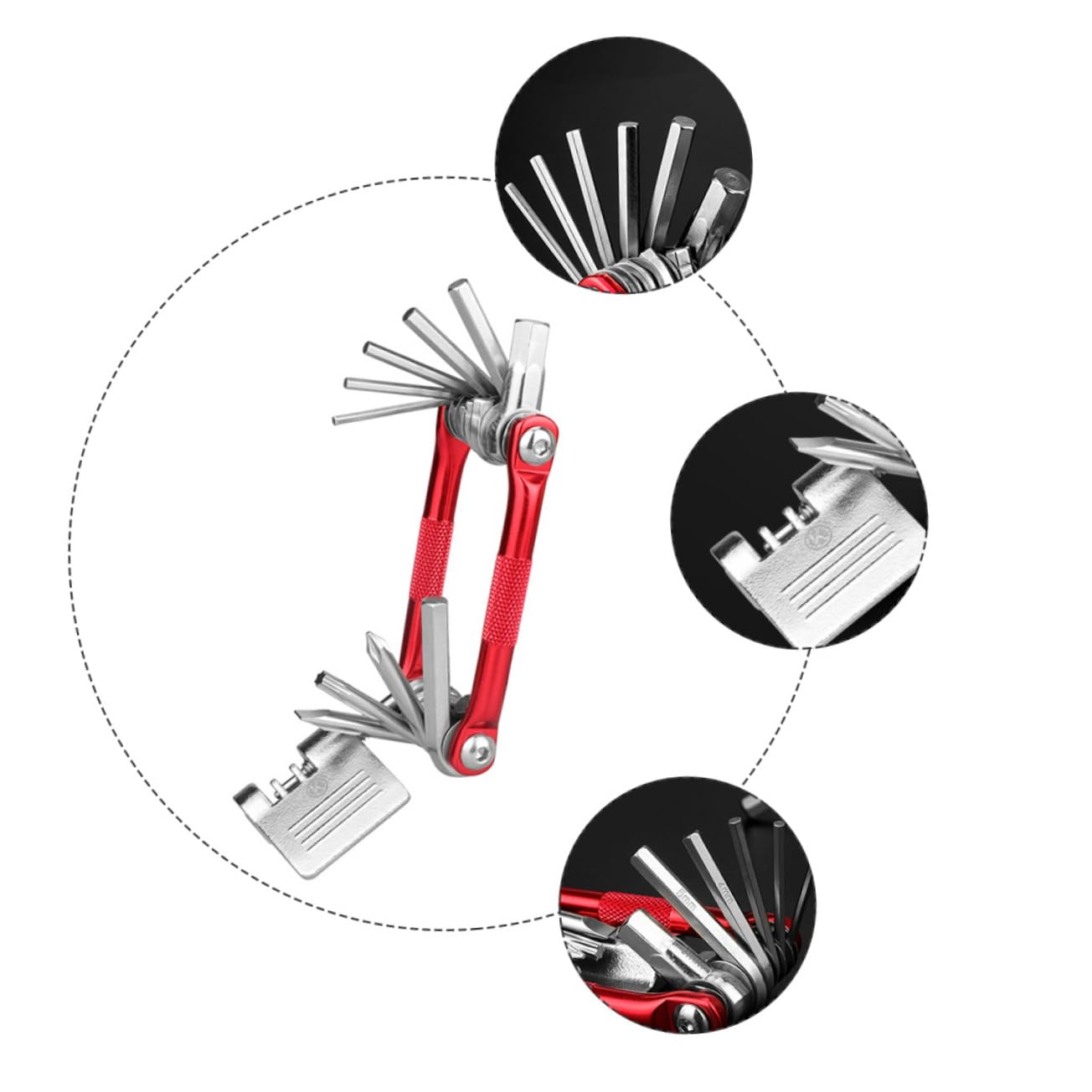 GRIRIW 1Pc Multi Function Bike Tool Kit Bicycle Repair Kits Compact Vanadium Design Essential for All Bikes for Road and Mountain Cycling Repairs