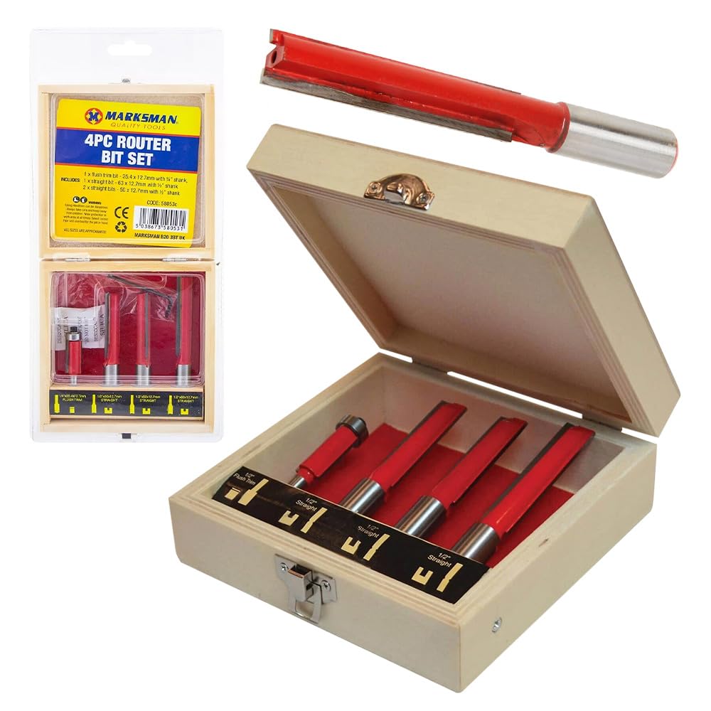 4Pc Tct Kitchen Router Kit - Worktop Flush Bit Set | Tools Cutting, Multi Purpose Tool Cutter C8053, Ideal For Home Kitchen & Workshop Use, Strong & Durable | Set Of 4